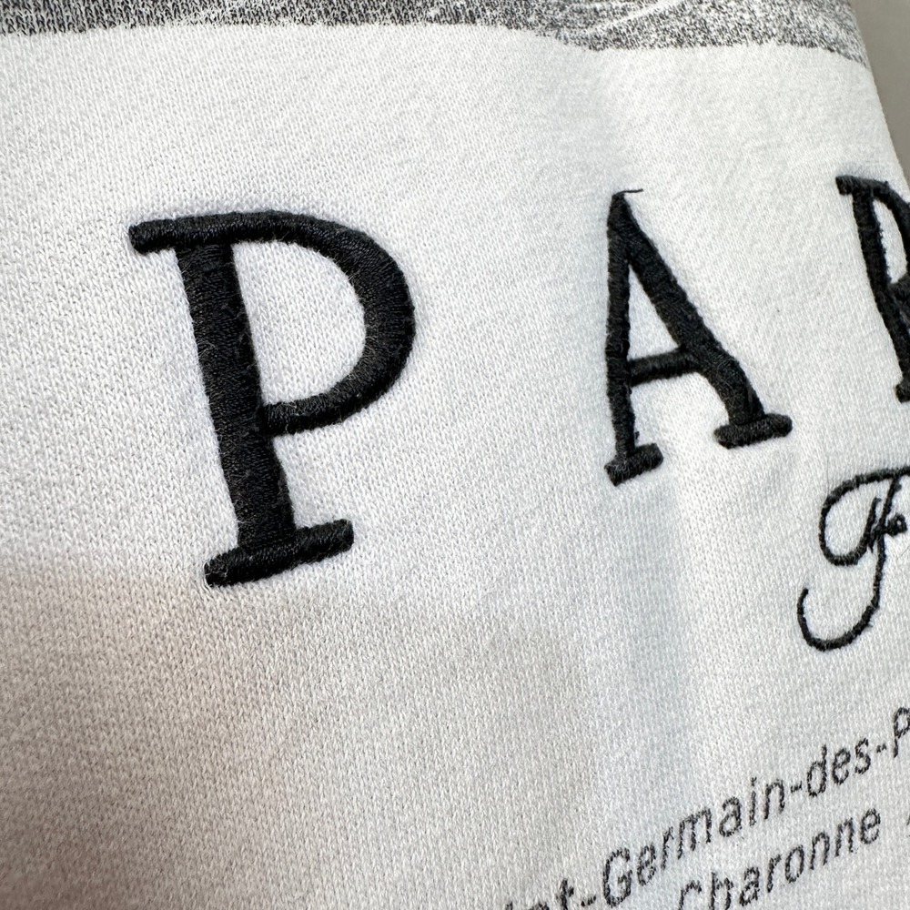 Abercrombie & Fitch Paris Sunday Crew Size XL White with Black Embroidered Text - Picture 2 of 10